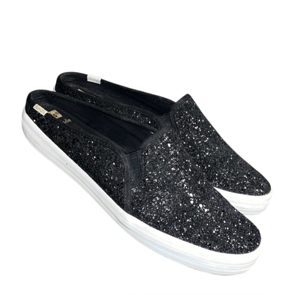 Kate spade Keds collab Black Glitter Slip-On Mules